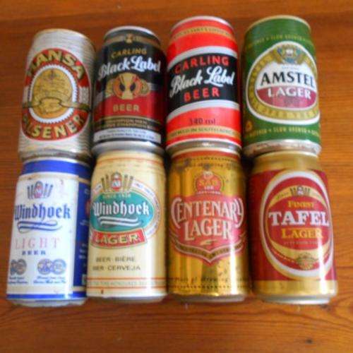 BEER : HANSA / BLACK LABEL / AMSTEL / WINDHOEK / SAB CENTENARY / TAFEL - UNOPENED COLLECTORS CANS